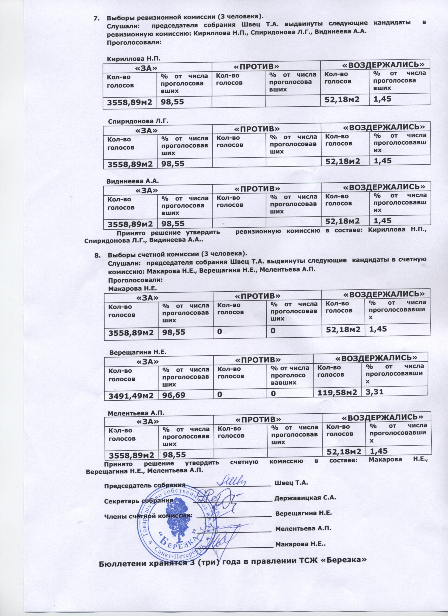 Протокол №25 общего собрания ТСЖ Березка — ТСЖ 